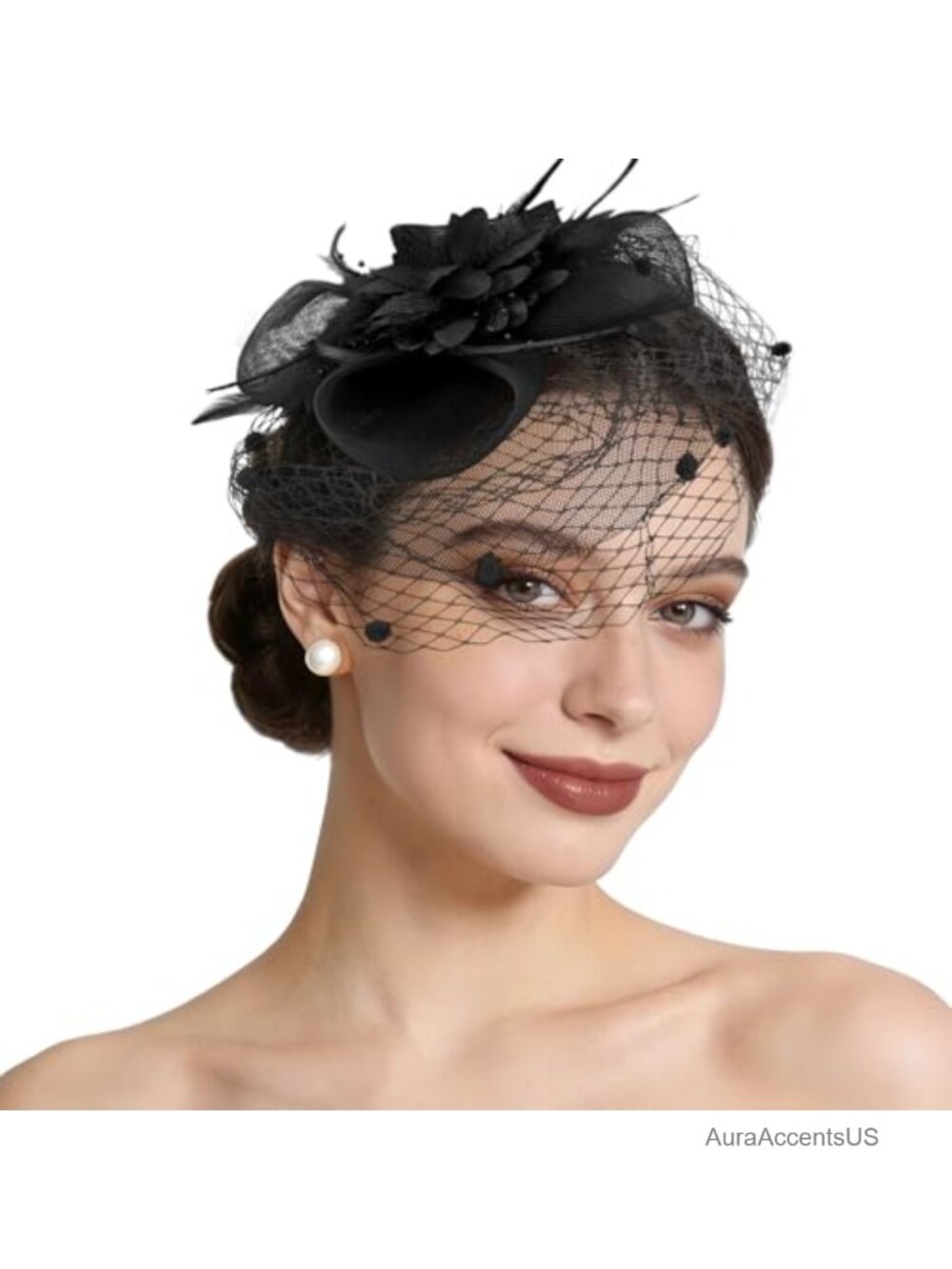 Elegant Mesh Feather Fascinator Hat Headband Hair Clip Tea Party Derby